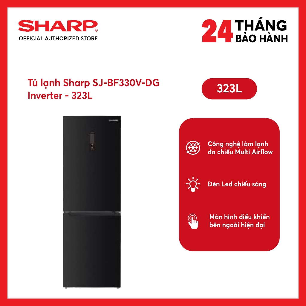 [MODEL 2026] Tủ lạnh Sharp Inverter 323 lít SJ-BF330V-DG - SHOP miễn phí GIAO + LẮP HÀ NỘI
