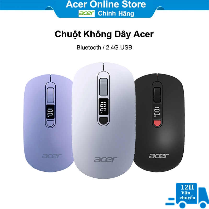 Chuột Không Dây Acer Bluetooth + 2.4GHz Siêu Nhạy Không Gây Ồn, Chuột nhạy xài được Tương thích tốt với laptop MAC nha