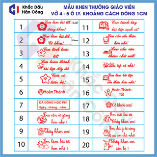  Con Dấu Giáo Viên Con Dấu Tiểu Học Kích thước vở 4 ô ly 5 ô ly dòng 1cm. Tùy Chọn 