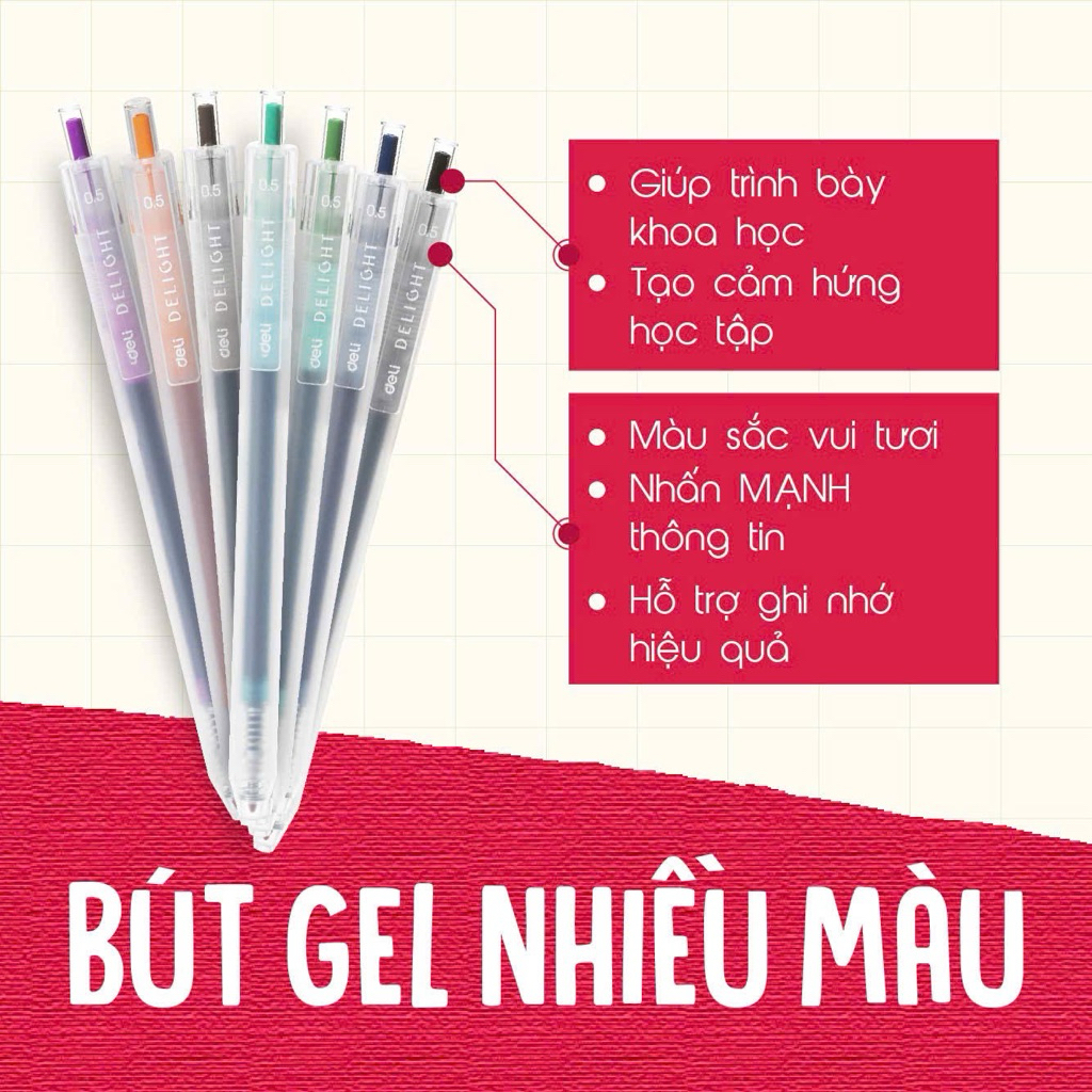 -Bút gell nhiều màu g118 deli  hộp 12 cây.( bán đơn vị hộp)