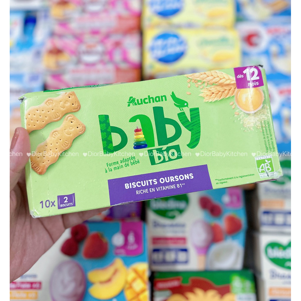 Bánh quy hữu cơ hình gấu Auchan Bio sale móp vỏ