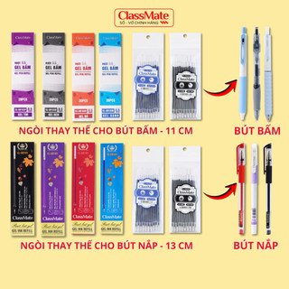 Combo 20 Ruột Bút Gel Ngòi Bút Gel 0.5mm CLASSMATE Lâu Hết Mực Xanh Đỏ Đen Tím Không Gai Nhanh Khô 