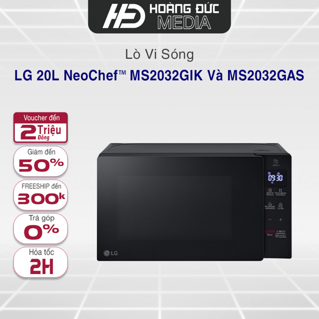 Lò Vi Sóng LG 20L NeoChef™ MS2032GIK Và  MS2032GAS- Điều khiển cảm ứng - Có khóa trẻ em Bảo Hành Chí