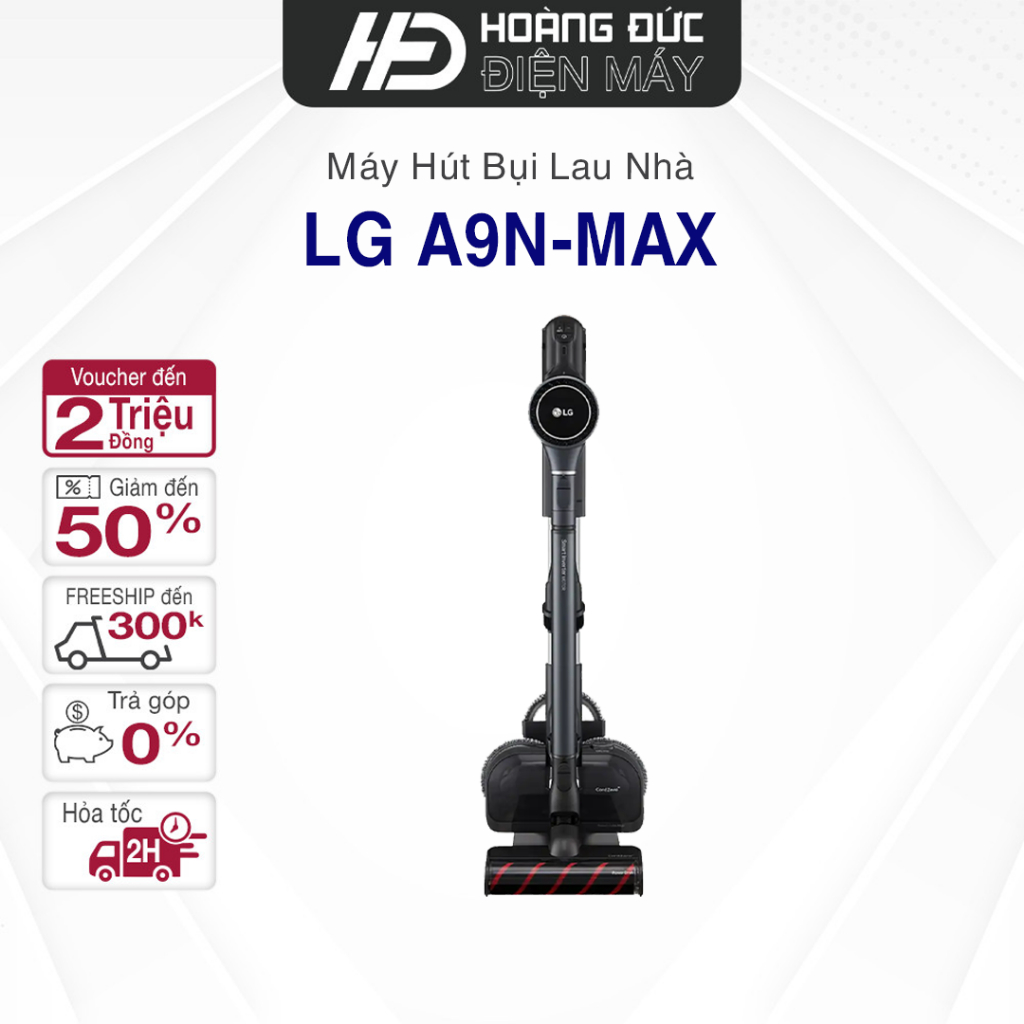 Máy Hút Bụi Lau Nhà Cầm Tay LG Kèm 4 Đầu Hút Đa Năng A9N-MAX Hàng Chính Hãng Bảo Hành 12 Tháng