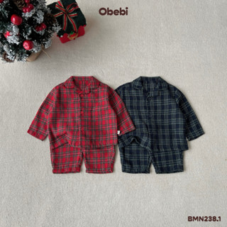  Bộ Mặc Nhà Pijama Obebi Họa Tiết Kẻ Thời Trang Thu Đông Cho Bé Trai Bé Gái từ 8 - 23kg BMN238.1 