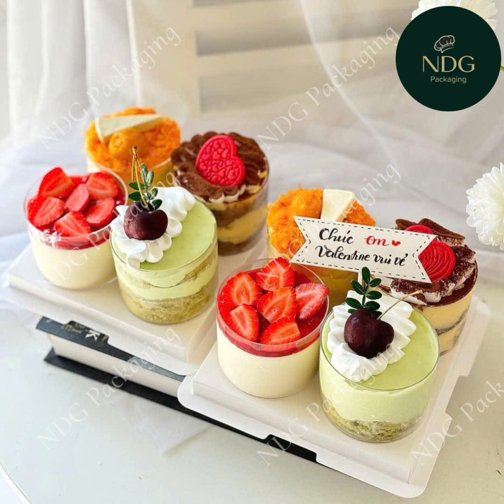Set 10-50 Ly Mousse Tròn 200ml kèm nắp Đựng Bánh Tiramisu, Mousse, Panna cotta, Bánh Lạnh - GD2016