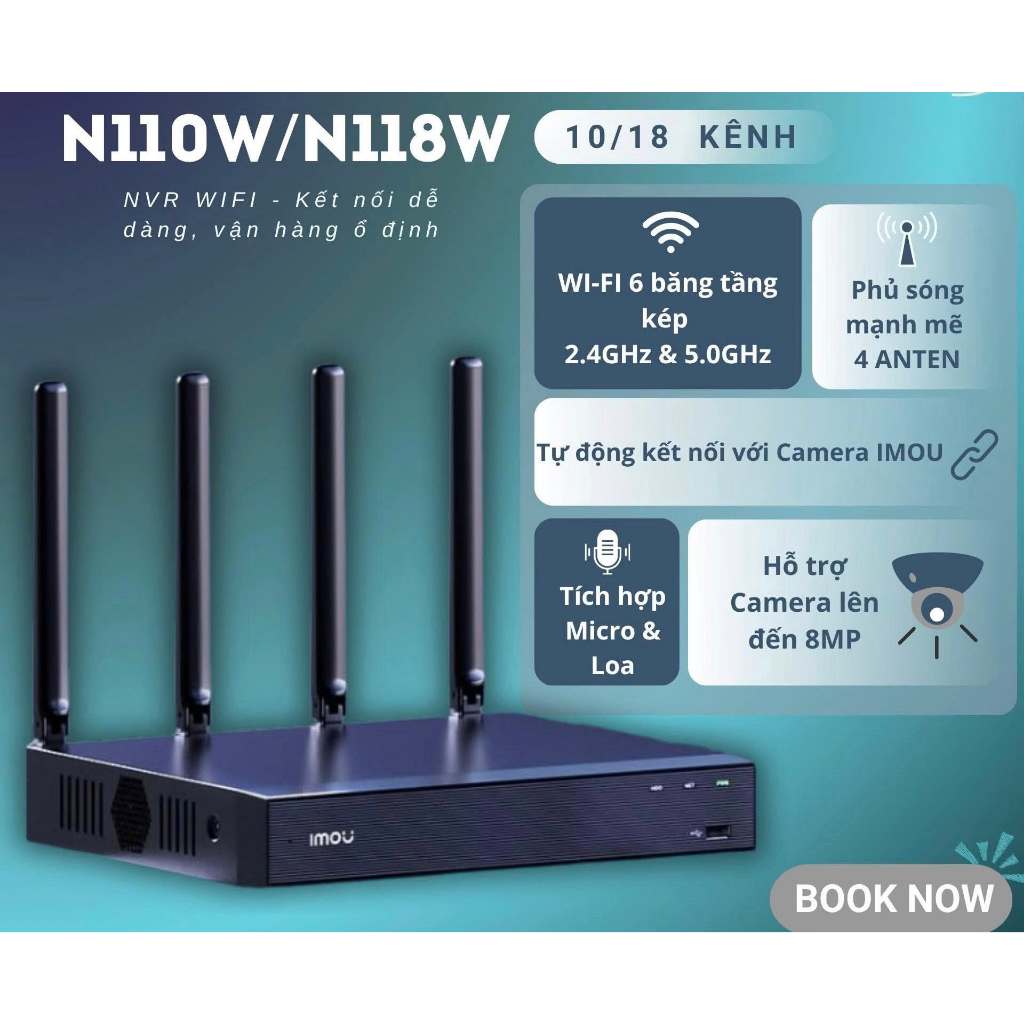 Đầu Ghi Hình IMOU NVR 10/18 Kênh NVR-N110W-8A0E/NVR-N118W-8A0E - Hàng Chính Hãng, Đàm Thoại 2 Chiều,