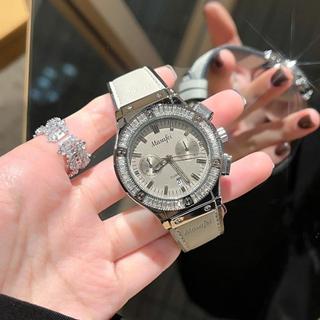 Đồng hồ nam nữ dây da Varseti Đồng hồ mặt tròn hoạt động ổn định đính đá thủ công vỏ thép không gỉ - V1
