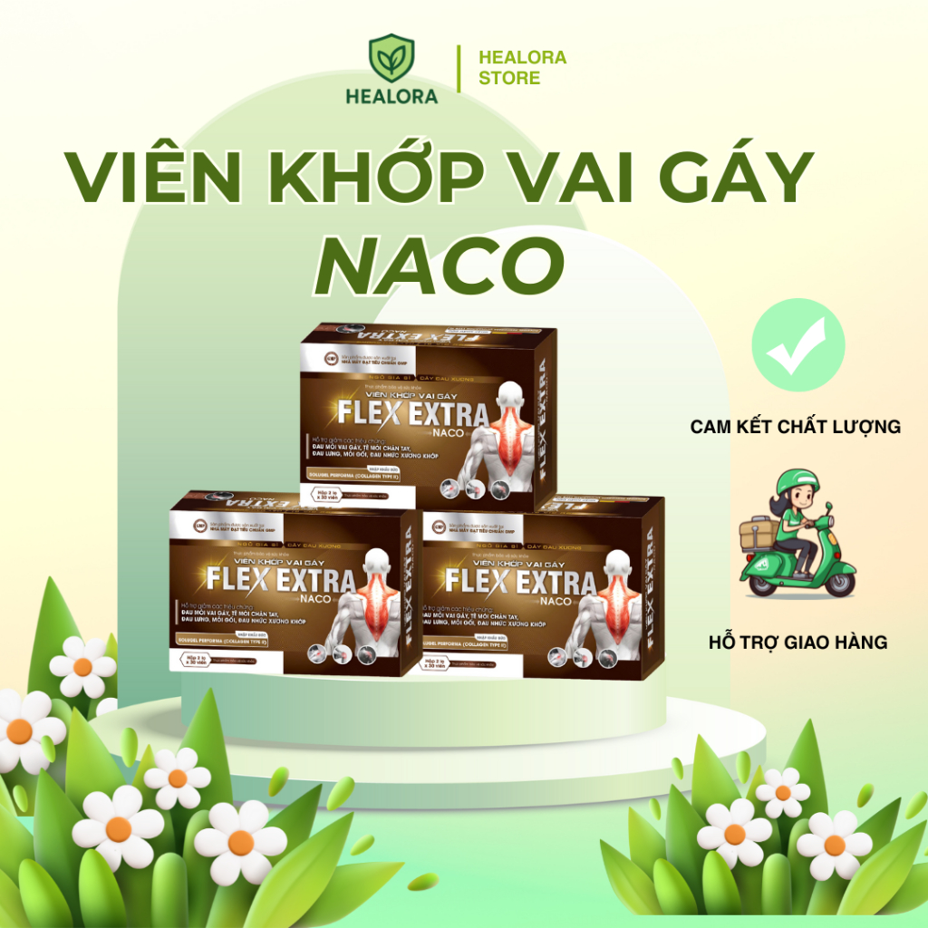 Combo 3 hộp Viên khớp vai gáy Flex Extra Naco – Hỗ trợ giảm đau vai gáy, đau lưng, mỏi gối, thoái hó