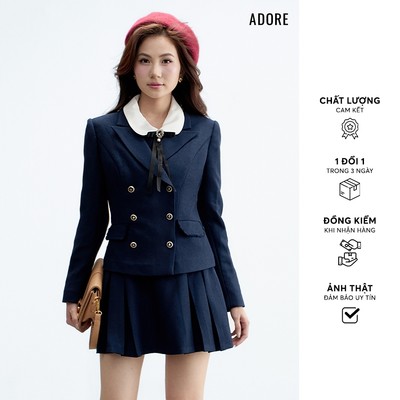 512BL1003 - Blazer navy dáng ôm 2 hàng khuy royal ADORE