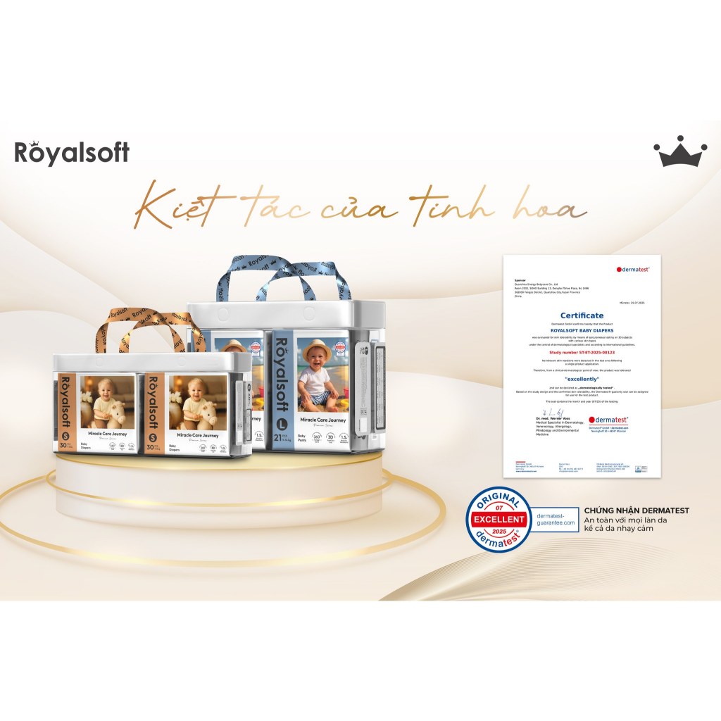 (Không Quà) Bỉm Royalsoft cao cấp, bỉm mỏng đóng đêm thoải mái, size từ NB - 4XL, tã chính hãng cho bé