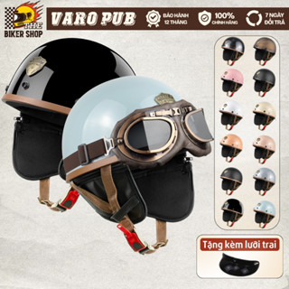Nón Bảo Hiểm Nửa Đầu PUB VARO Helmets Size 54-59cm ABS Chất Lượng Cao Bảo Hành 12 Tháng