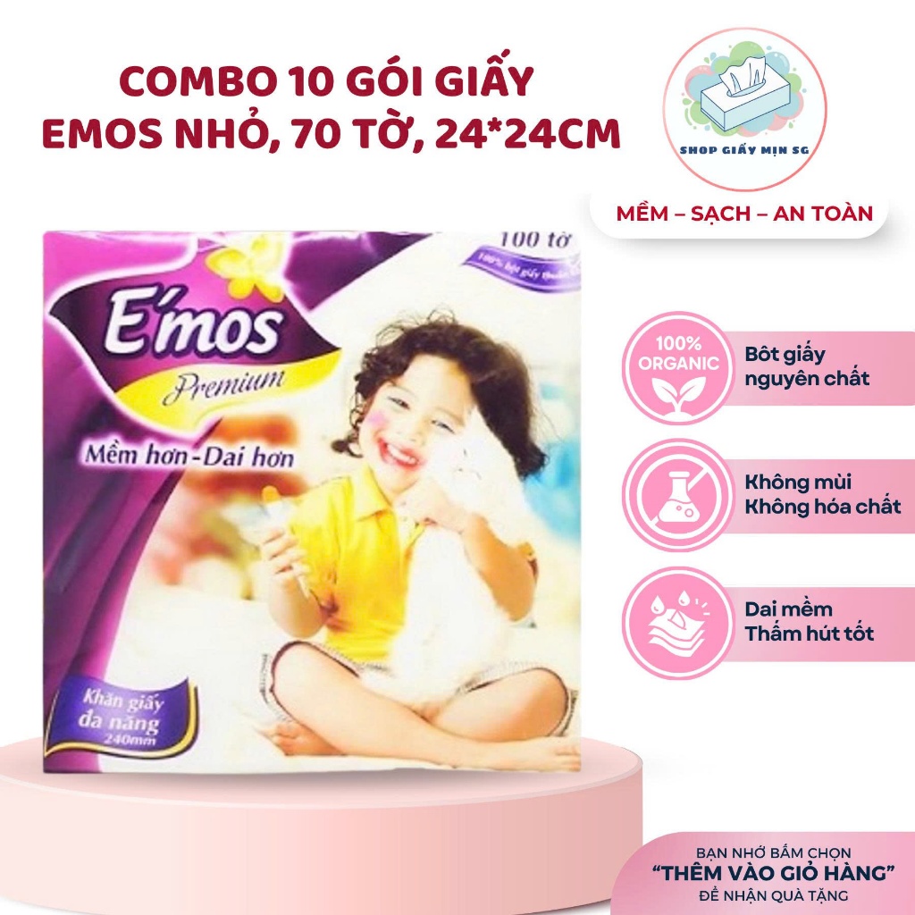 Combo 10 gói Emos nhỏ (LƯU Ý ĐÂY LÀ EMOS NHỎ) kích thước 24cmx24cm (1 gói khoảng 70 tờ)