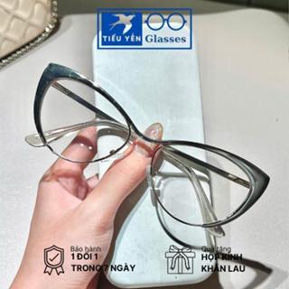  Gọng kính cận 0 độ mắt mèo giành phái nữ dáng kim loại viền bầu mã 2024 - Tiểu Yến 