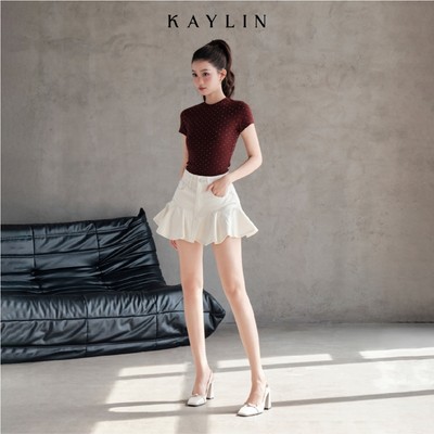 Chân váy JEAN KAYLIN form ngắn xếp ly phối túi chất vải denim dầy dặn phong cách BST Hè 2025 - N2445