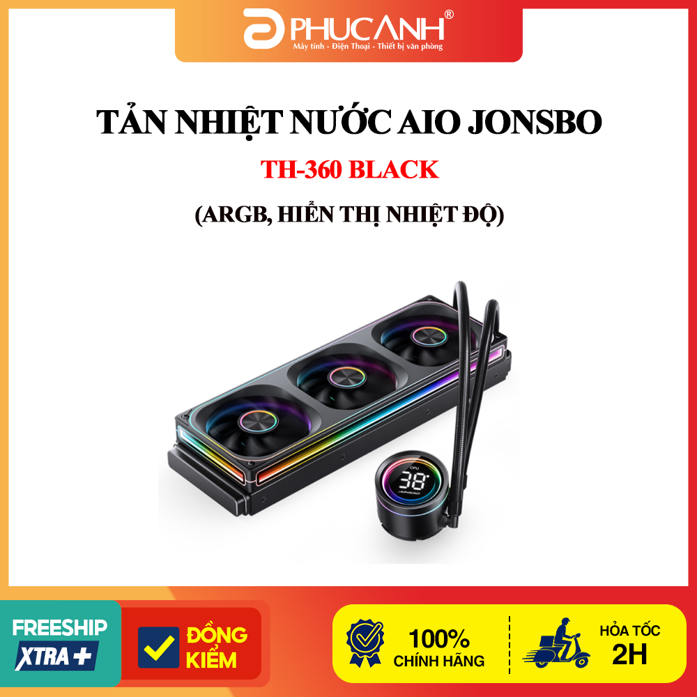 Tản nhiệt nước AIO JONSBO TH-360 Black (ARGB, Hiển Thị Nhiệt Độ)