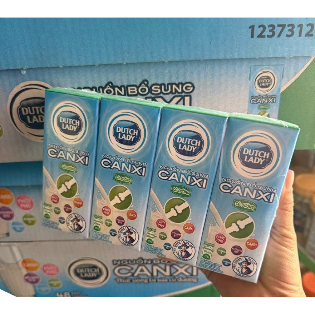 SỮA  TIỆT TRÙNG HÀ LAN CANXI CÓ ĐƯỜNG DUTCH LADY THÙNG  48 hộp180ml Date  t4/26