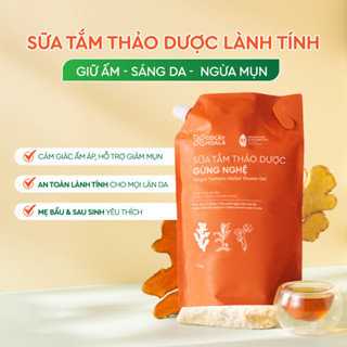  12.12 Sữa Tắm Thảo Dược Gừng Nghệ Cỏ Cây Hoa Lá 1000g Làm Sạch Sâu Tặng Kèm Túi Vải 