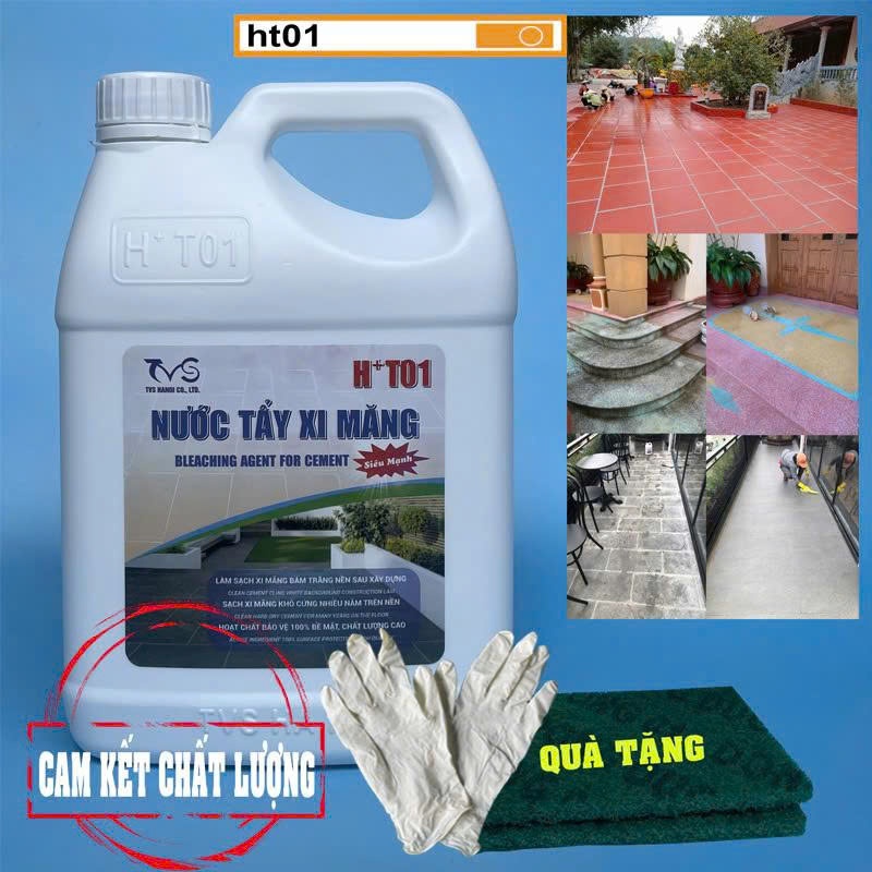 Chất Tẩy Xi Măng HT01 Loại 1.8Lit - Tặng Bộ dụng Cụ Vệ Sinh