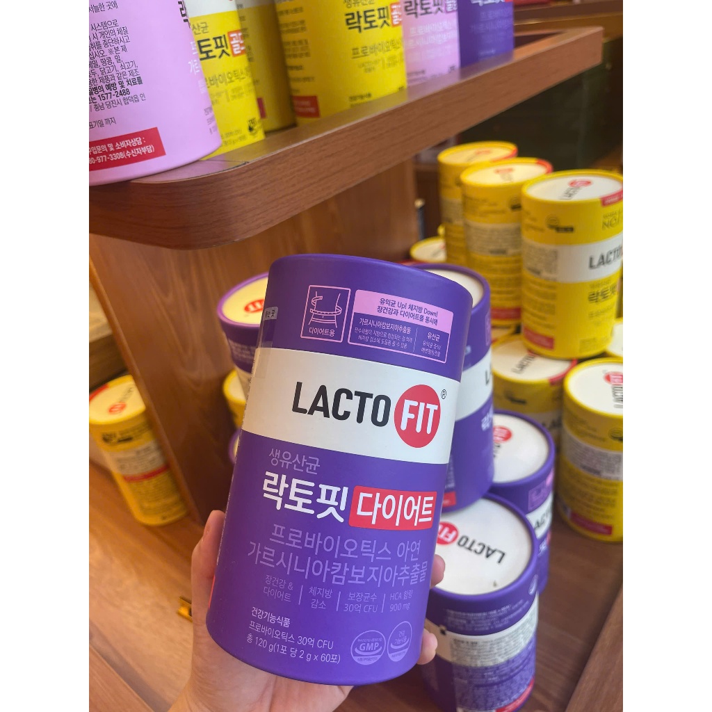 Men Vi Sinh Lacto-Fit Tím Hàn Quốc, Hộp 60 Gói, Giúp Eo Thon Dáng Gọn