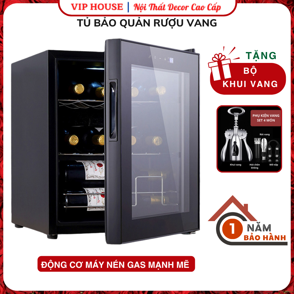 Tủ Bảo Quản Rượu Vang Mặt Kính Cường Lực, Tủ Vang Nút Cảm Ứng Hiện Đại Chứa 6 8 12 Chai Công Nghệ Là