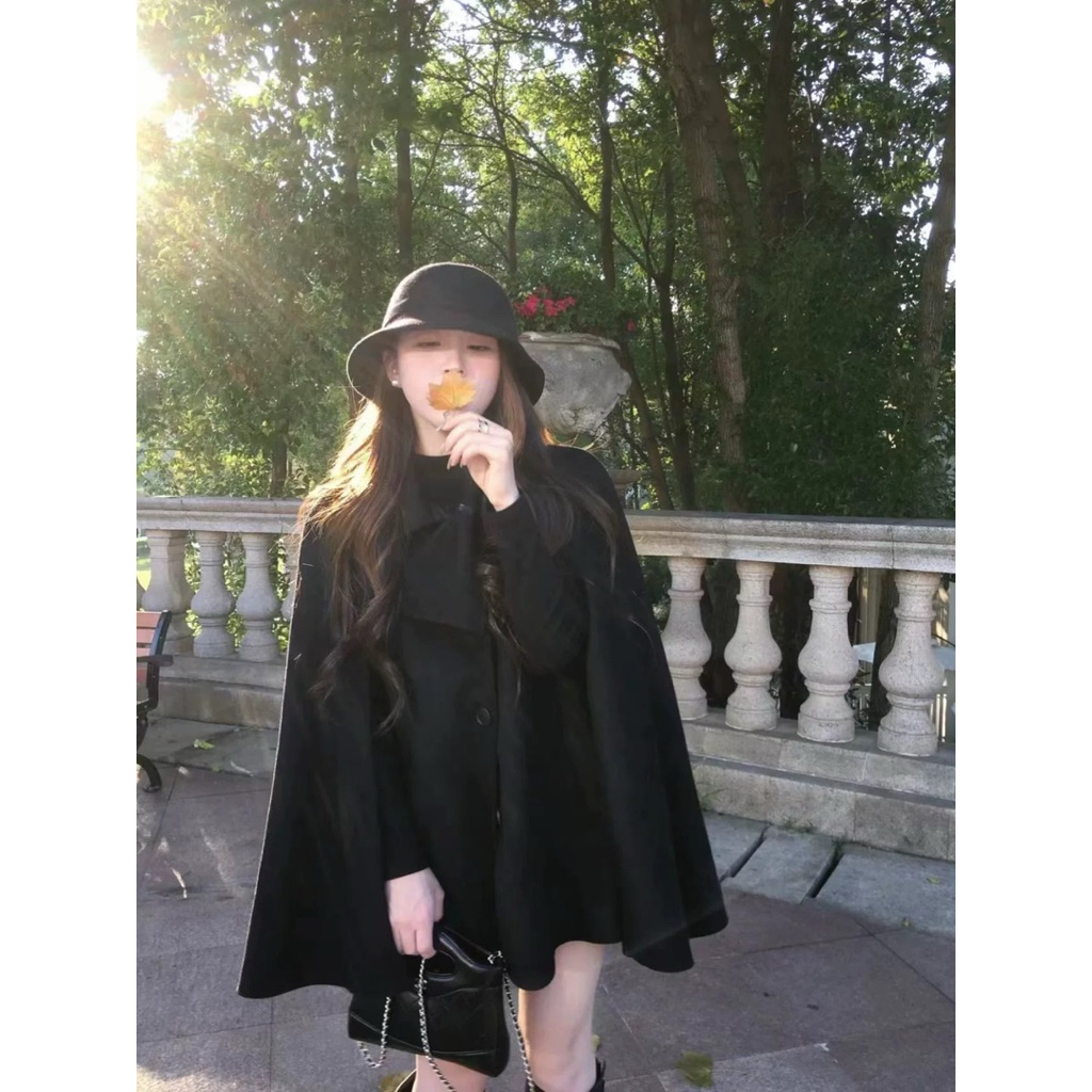 Áo khoác len tay phong cách Pháp màu đen Quảng Châu 2026 Aline Store