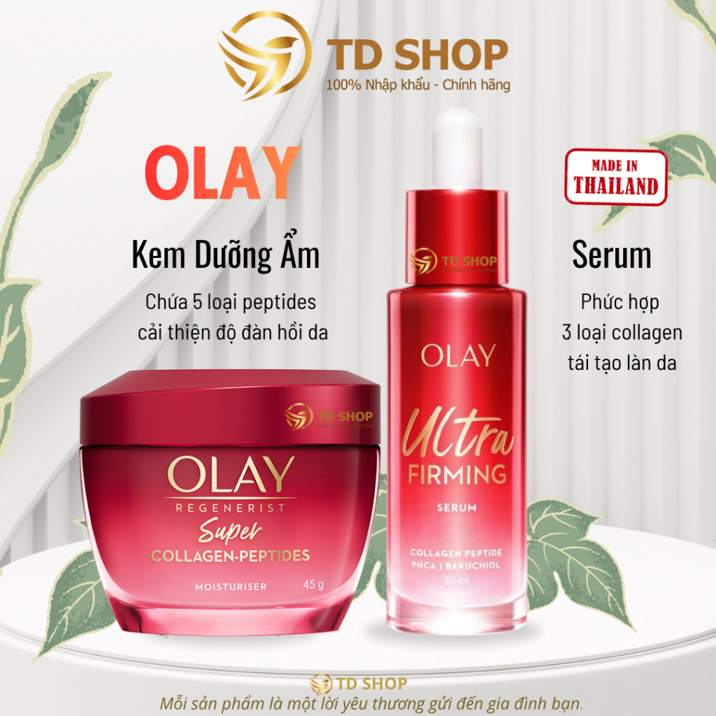 [NK Thái] Kem Dưỡng & Serum Giúp Da Săn Chắc Mịn Màng OLAY Super Collagen Peptides & Ultra Firming -