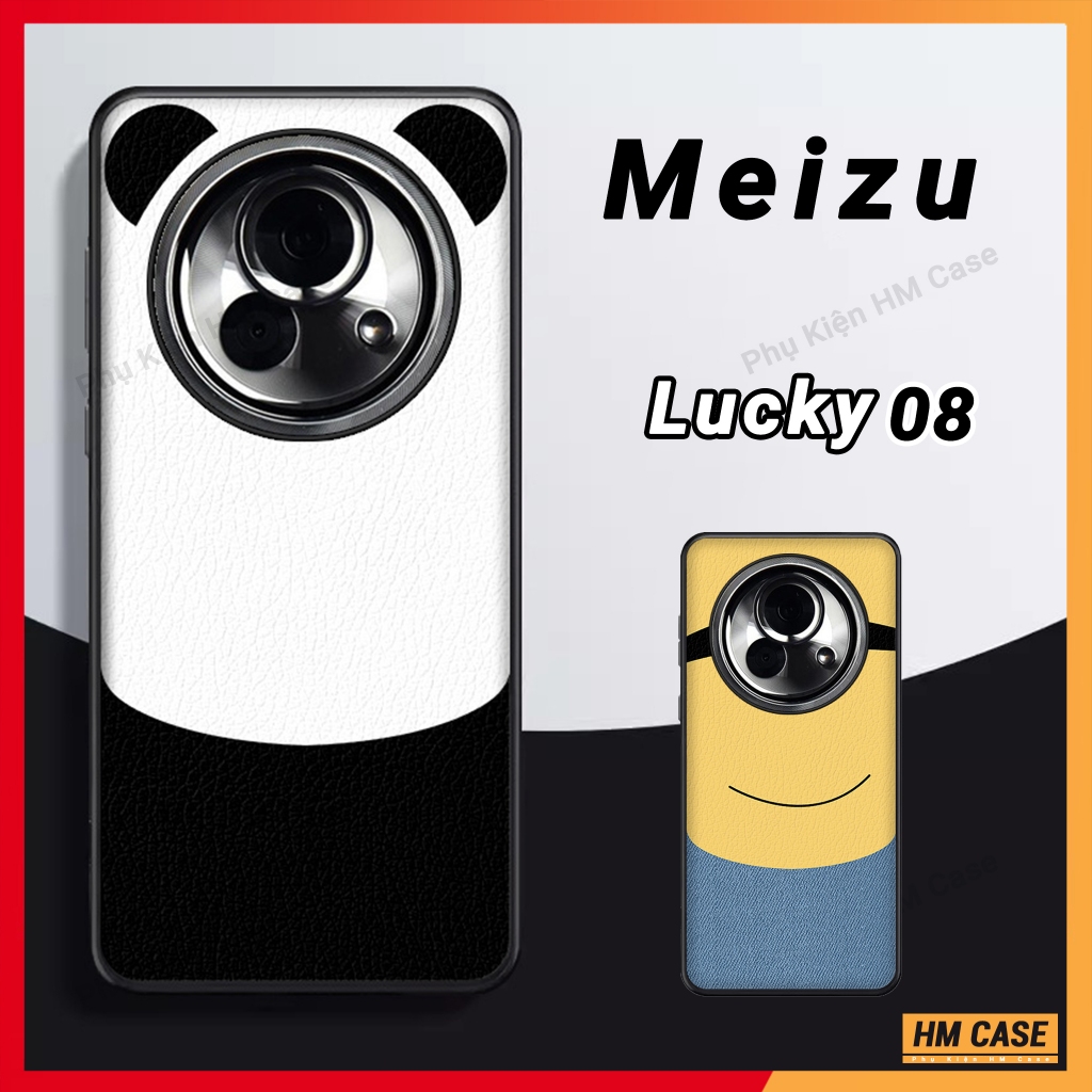 Ốp Lưng Da Trơn Họa Tiết Minions Panda Cho Meizu Lucky 08, Viền TPU Chống Sốc