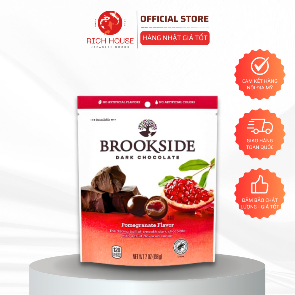 Socola đen nhân lựu Brookside Dark Chocolate Pomegranate - 198g (7 oz)