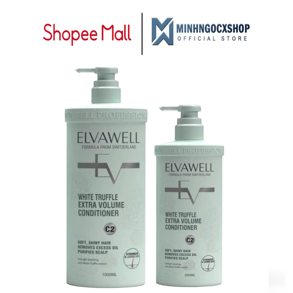Dầu Xả Cho Tóc Dầu Bết ELVAWELL White Truffle Extra Volume C2 500ML - 1000ML, Màu Xanh