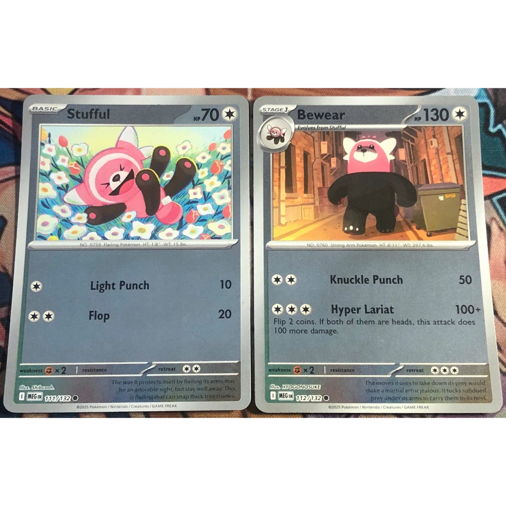 [KW2 Pokemon] [EN] Combo 2 Thẻ Bewear 112/132, Stufful 111/132 - MEGEN