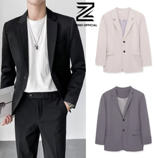 Áo khoác blazer nam hàn quốc Zeno , áo khoác nam mùa thu đông ô phong cách màu đen kem 2 khuy cài cao cấp