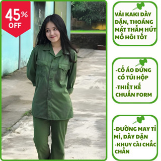 Bộ Quần Áo Tập Quốc Phòng, Quân Sự Học Sinh, Sinh Viên, Vải Kaki Dày Dặn, Thoáng Mát, Thấm Hút Mồ Hôi [LOẠI 1]