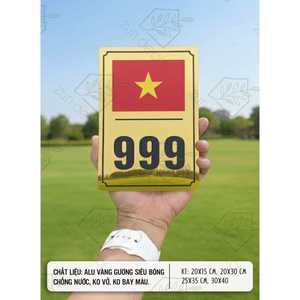 Biển số nhà in theo yêu cầu, biển số nhà cờ Việt Nam, in UV theo yêu cầu, biển alu vàng gương bền đẹ