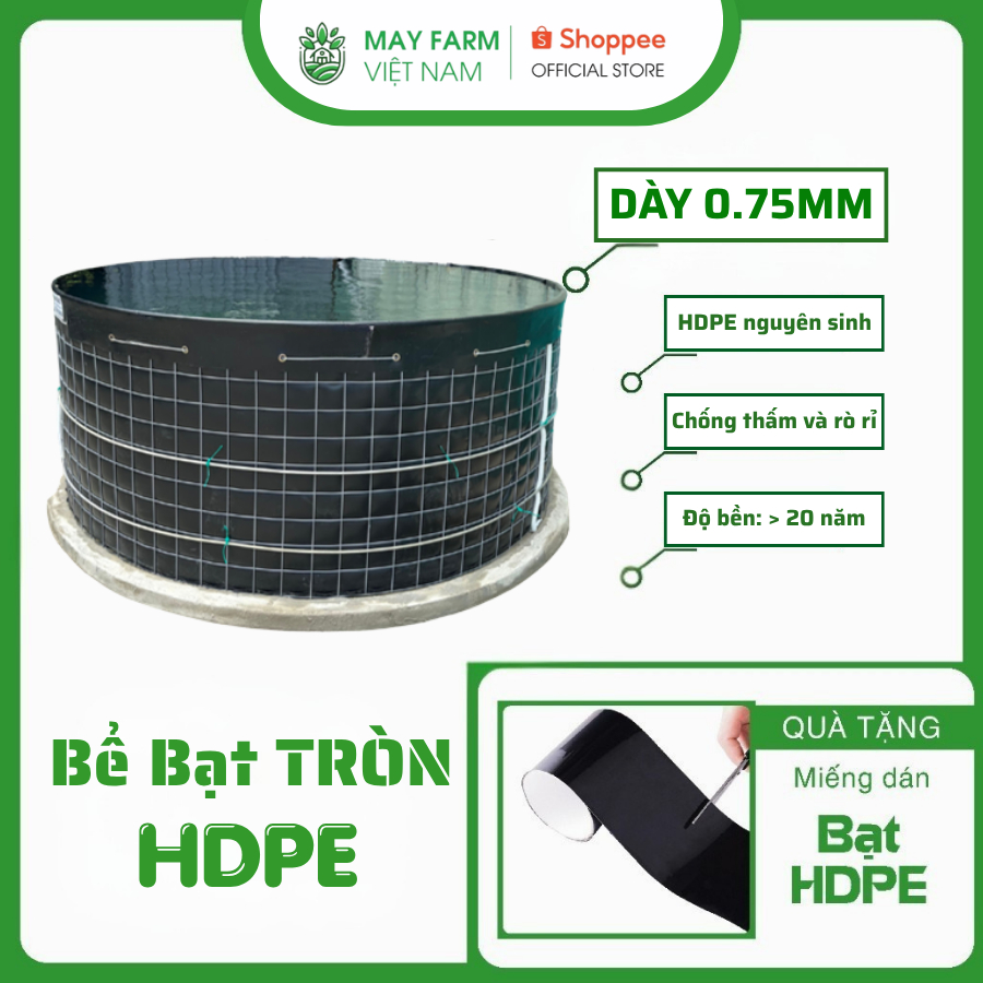 [MỚI] Bể Bạt Tròn HDPE Nuôi Cá, Dày 0.75mm, Gia công theo yêu cầu, bể tròn nuôi lươn, hồ tròn