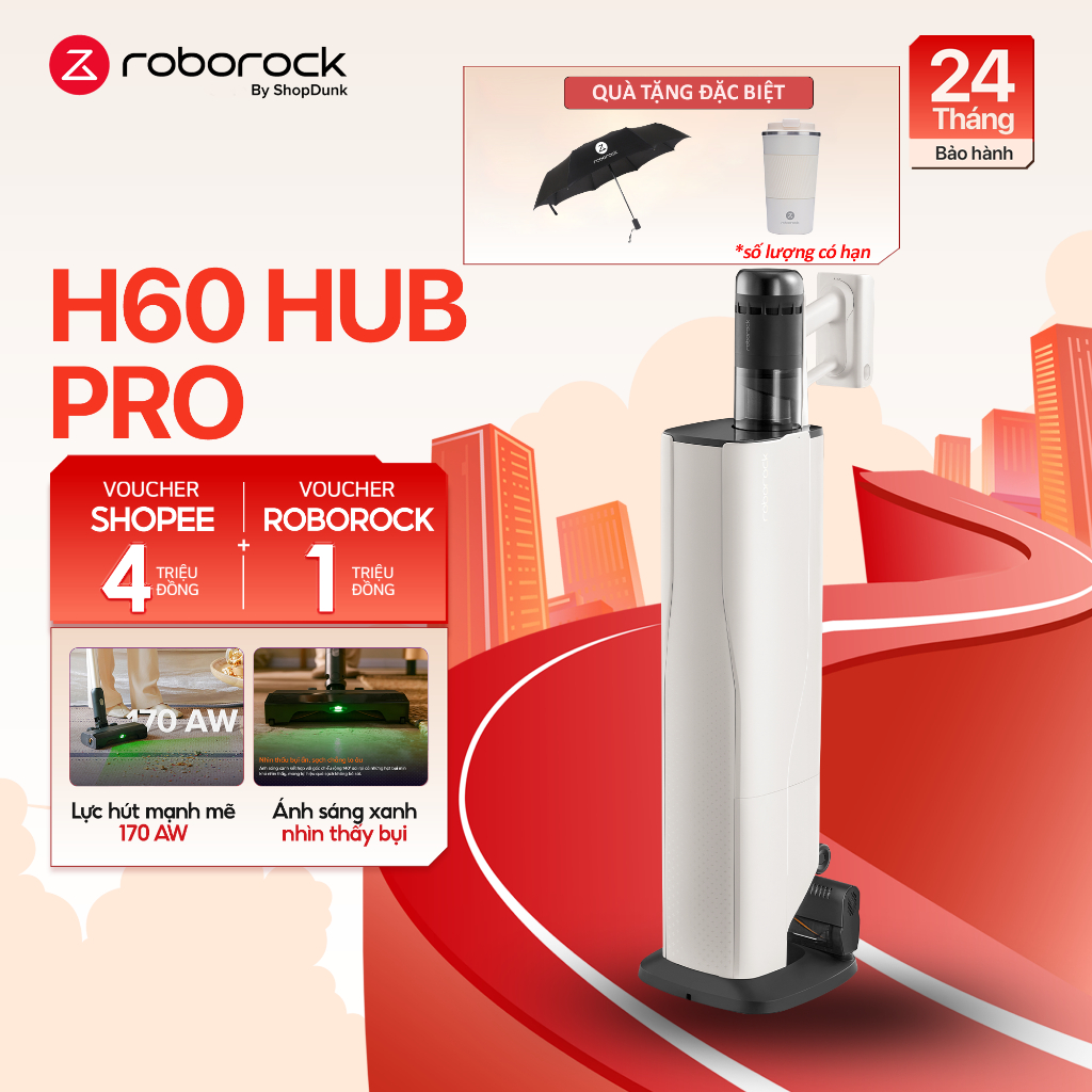 [Livestream] Máy Hút Bụi Cầm Tay Không Dây Roborock H60 Hub Pro Chính Hãng | Bộ Lọc 5 Lớp, Tự Đổ Rác