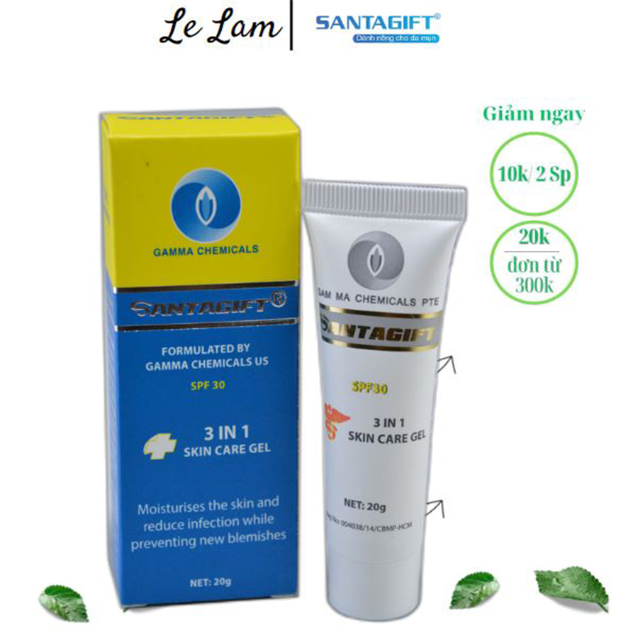 Gel hỗ trợ giảm mụn Gamma SANTAGIFT 20g Skincare Làm Đẹp Da - 1GGM