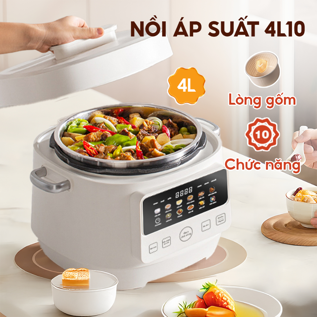 [CHÍNH HÃNG] Nồi Áp Suất Điện Đa Năng Venko VKP-4L10 - Dung Tích 4Lít - Bảng Điều Khiển Điện Tử