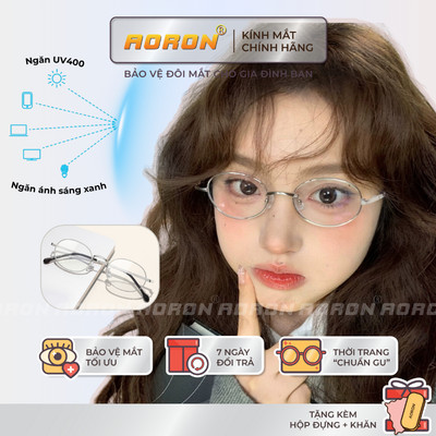 Kính Mắt Thời Trang Nam Nữ AORON Gọng Oval Kim Loại Cá Tính Dáng Nhỏ Gọn Có Thể Thay Cận AK271