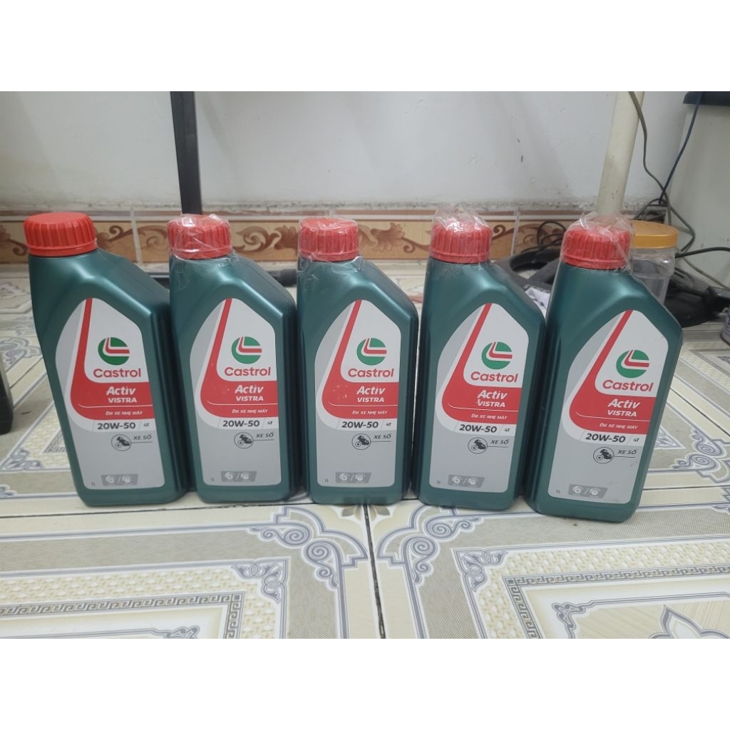 combo 5 chai nhớt xe máy 1lit castrol vistra 20w50