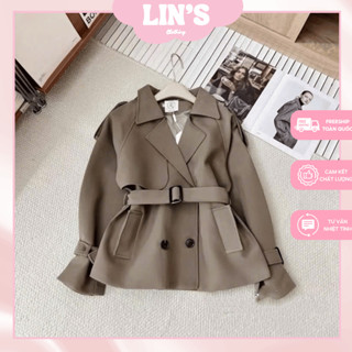  Áo khoác măng tô dáng lửng chất liệu kaki mềm cao cấp kèm đai thắt eo áo mangto mùa thu đông cho nữ - Linclothing 