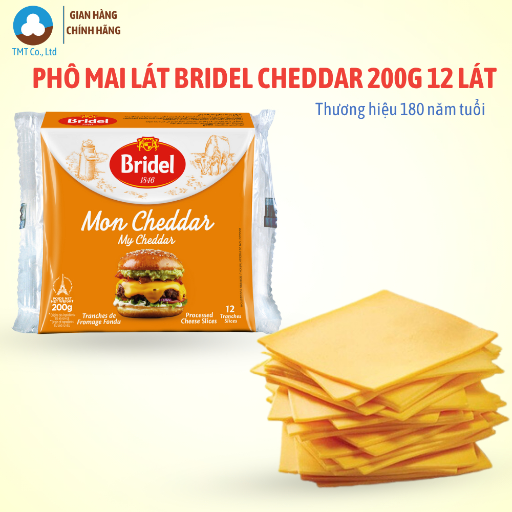 Phô mai lát cheddar Bridel 200g 12 lát
