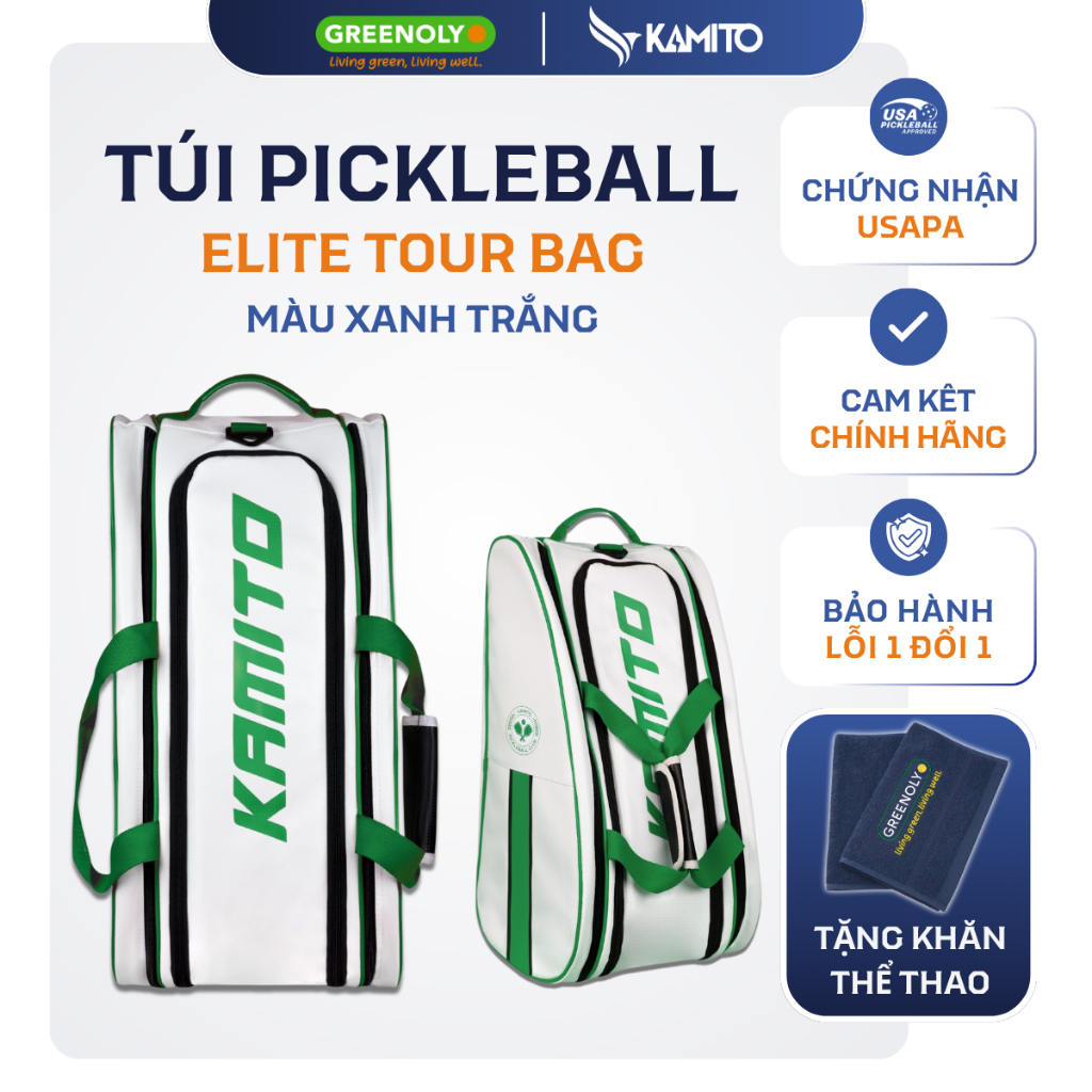 Túi Pickleball Kamito Elite Tour Bag V1 - Balo Vợt Pickleball Kamito Chính Hãng Màu Trắng Xanh