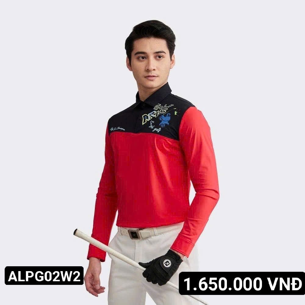 Polo golf dài tay Nam Aristino Golf ALPG02W2 phom dáng Tech Golf