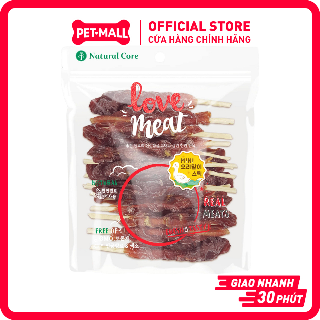 Bánh Thưởng Cho Chó Natural Core Love Meat 160g Vị Bít Tết Vịt Cuộn Da Bò Petmall