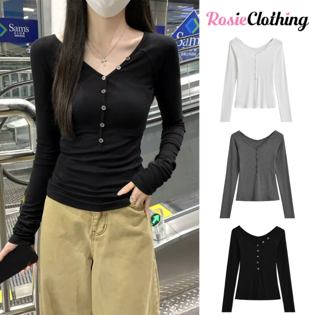 Áo Dài Tay Nữ Chất Vải Bozip Lụa Cổ V Phối Nút WDT012