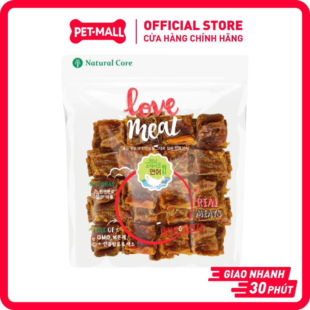 Bánh Thưởng Cho Chó Natural Core Love Meat 130g Vị Bít Tết Cá Hồi Petmall