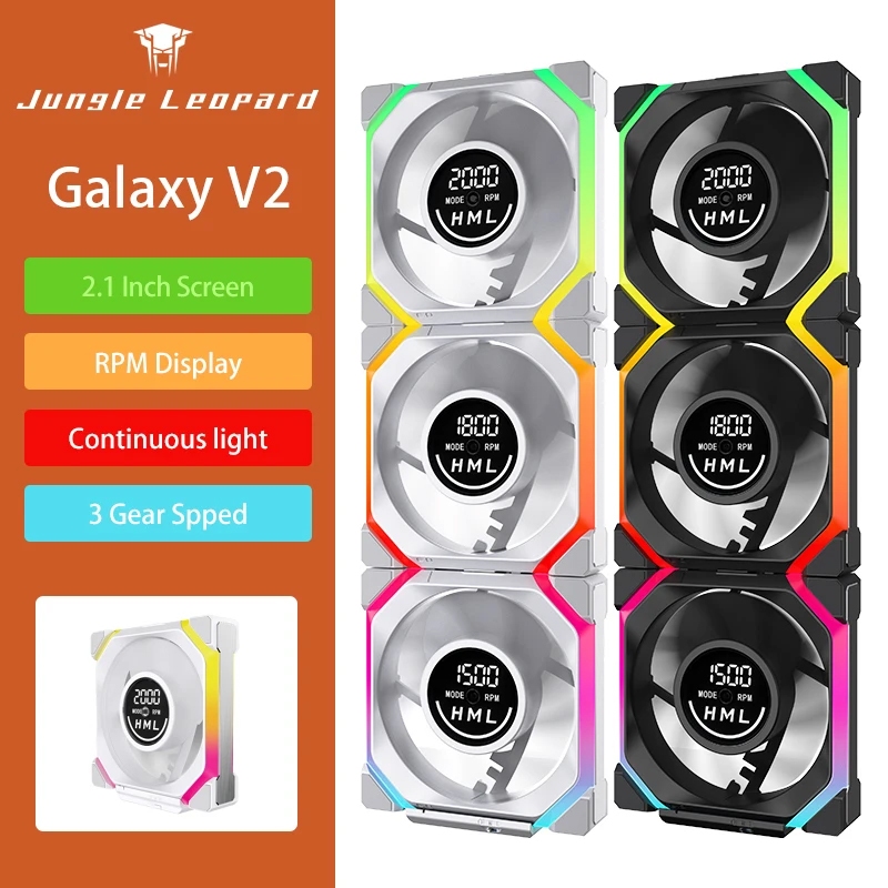Bộ Kít 3 Quạt Tản Nhiệt Jungle Leopard Galaxy V2 Digital Block - Hiển Thị Tốc Độ