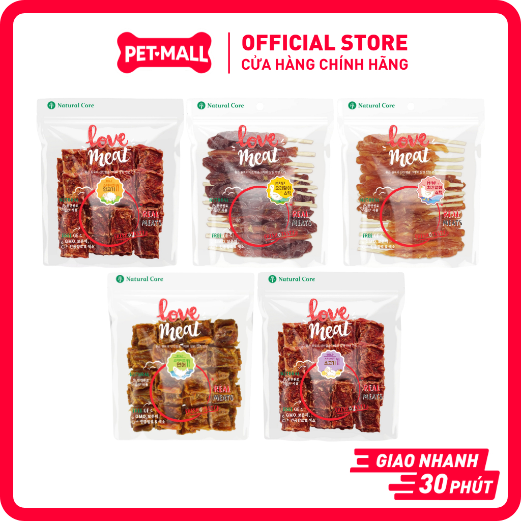 Bánh Thưởng Cho Chó Natural Core Love Meat Treats For Dog, Bít Tết Làm Từ Thịt Thật Petmall