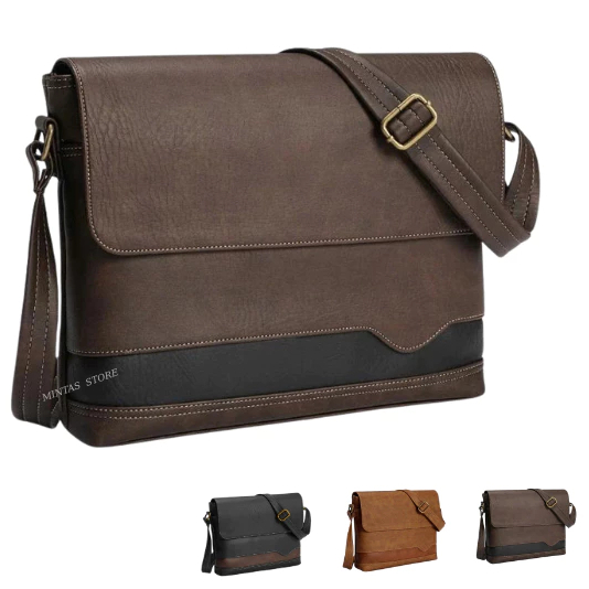 [Peinn] Cặp da công sở nam đeo chéo lịch sự, sang trọng đựng ipad, vừa laptop 13 inch. N2